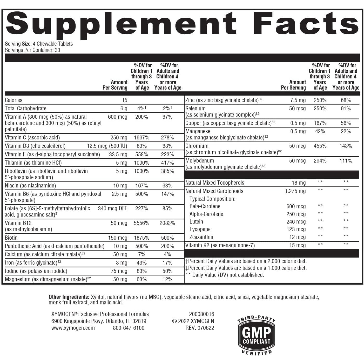 XYMOGEN Activnutrients Chewable - Children’S Multivitamin for Wellness Support - Antioxidant & Micronutrition Support - Non-Gmo & Gluten-Free - Mixed Berry Flavor - 120 Count