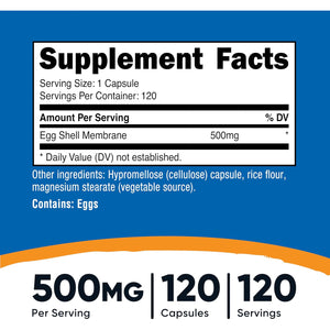 Nutricost Egg Shell Membrane, 500 MG per Serving, 120 Capsules - GMO Free, Gluten Free