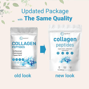 Micro Ingredients Hydrolyzed Collagen Peptides Powder, 1 Lb | Type I & III Collagen for Women & Men | Unflavored Bovine Collagen Protein | Easy Dissolve, Paleo, Non-Gmo