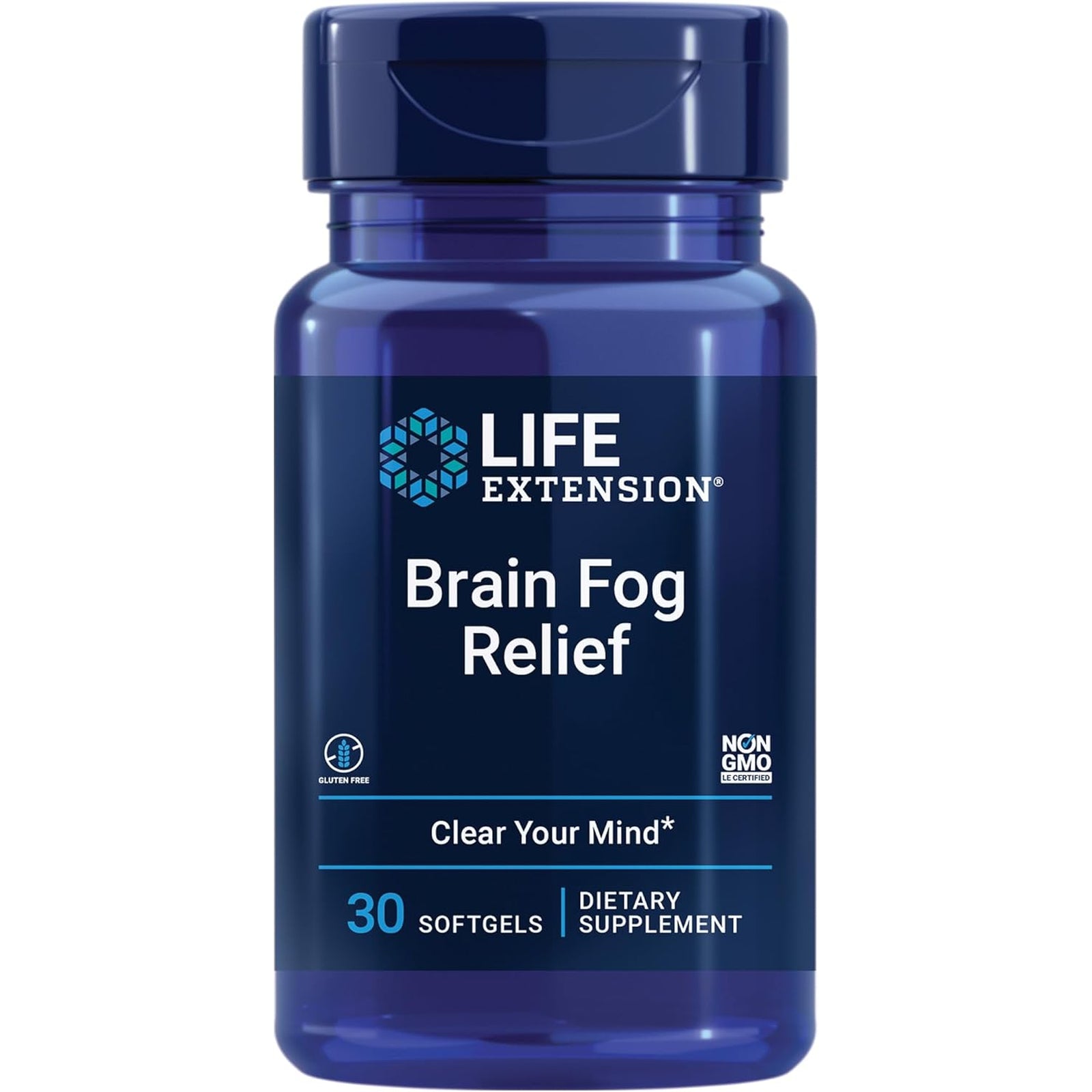 Life Extension Brain Fog Relief, Mango Leaf Extract, Standardized Peppermint Oil, Nootropic Brain Supplement for Clarity and Focus, Fast-Acting, Caffeine-Free, Gluten Free, Non-Gmo, 30 Softgels