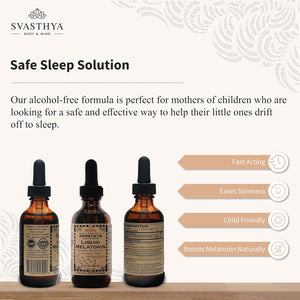 Svasthya Body & Mind Natural Melatonin Liquid Supplement | 100% Organic Sleep Aid for Restful Sleep Support | Alcohol - Free Melatonin Supplement | Stay Asleep Longer