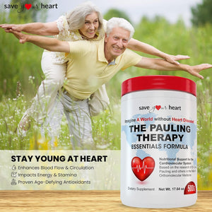 Cardio Heart Health Powder Supplement - the Pauling Therapy Essentials Formula (PTEF) Healthy Vitamin C, B-12, L-Lysine, L-Arginine, Magnesium, Zinc + Vitamins, Minerals & Antioxidants