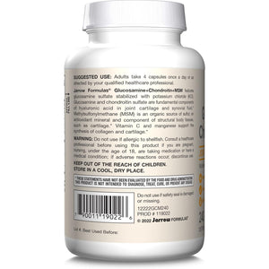 Jarrow Formulas Glucosamine, Chondroitin, and MSM Capsules; Joint Support Supplement with Vitamin C and Manganese, Bone & Joint Health, 240 Capsules, 60 Day Supply