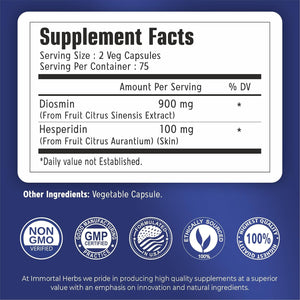 Diosmin Hesperidin 1000Mg Complex, 150 Capsules, Citrus Bioflavonoids Rich Fruit Extract, 100% Vegetarian, Non-Gmo & Gluten Free Diosmin Supplement with Max Strength