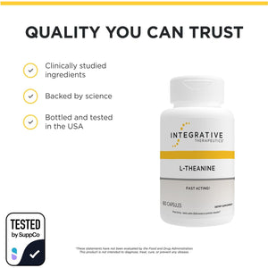 Integrative Therapeutics L-Theanine - Amino Acid Supplement for Stress & Relaxation Support* - Vegan, Gluten-Free & Dairy-Free - Third-Party Tested - 60 Capsules (30 Servings)