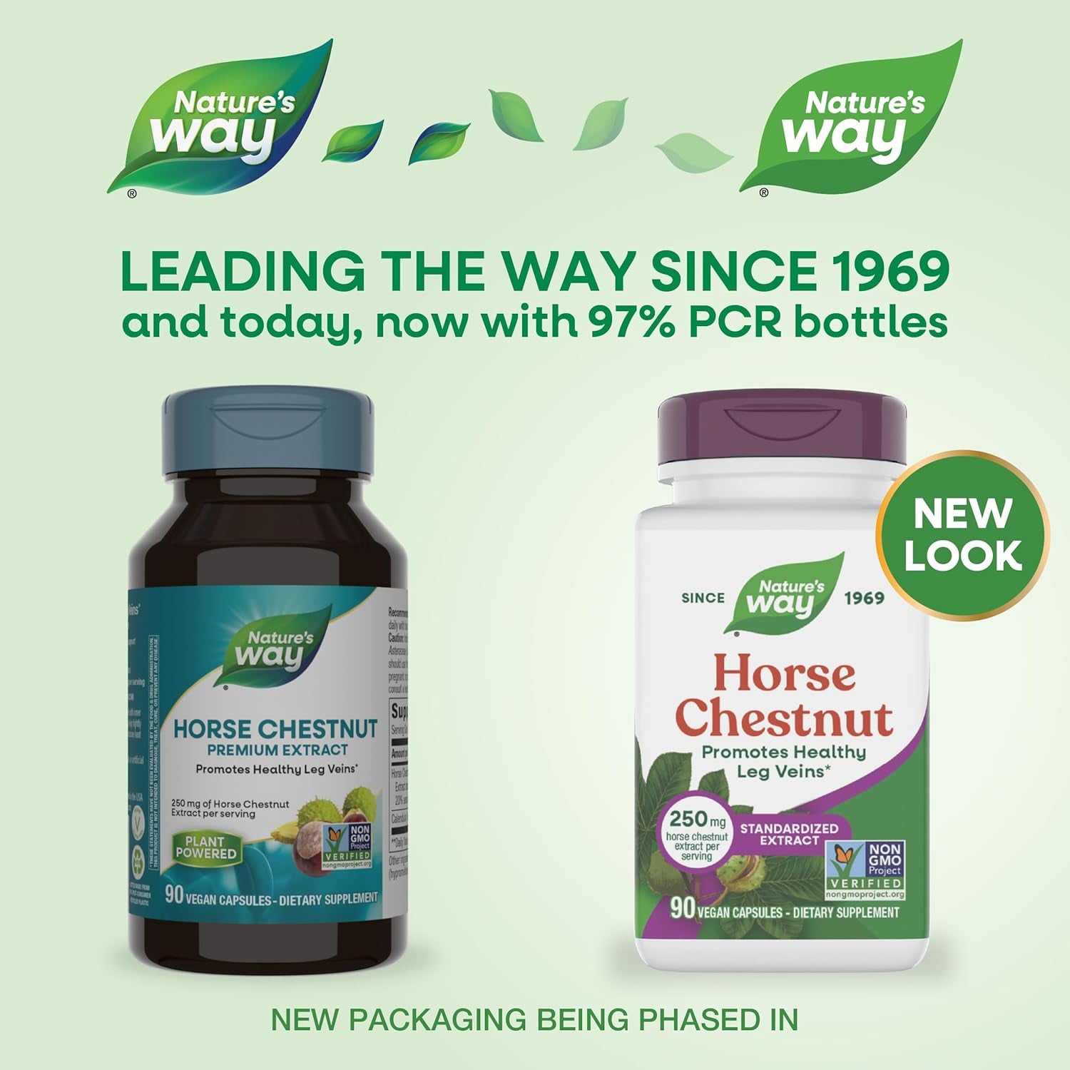 Nature'S Way Horse Chestnut Extract, Premium Extract, Promotes Healthy Leg Veins*, 250 Mg per Serving, Vegan, 90 Capsules (Packaging May Vary)