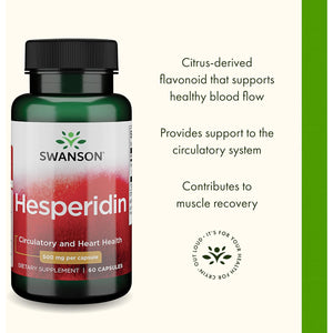Swanson Hesperidin - Citrus-Derived - Cardiovascular & Hearth Health Support- Contributes to Muscle Recovery* - Features Antioxidant Properties - Gluten Free & Non-Gmo - 60 Capsules