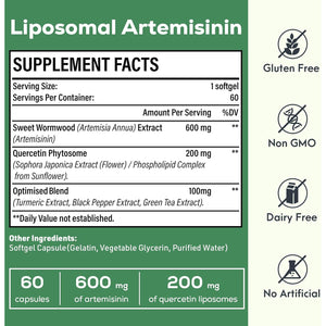 900 Mg Liposomal Artemisinin for Maximum Absorption, Sweet Wormwood Extract(Artemisia Annua) with Quercetin Phytosome 200 Mg, 120 Softgels