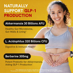 Akkermansia Muciniphila Probiotics 320 Billion CFU| Probiotic and Prebiotic | Akkermansia Probiotics for Gut Health | Inulin Prebiotic Fiber Capsules Astaxanthin & Berberine & Chromium | 120 Capsules