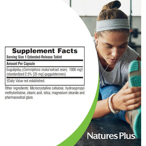 Naturesplus Herbal Actives Gugulipid, Extended Release- 1000 Mg, 2.5% Guggulsterones - 30 Vegan Tablets - Ayurvedic Botanical Supplement - Vegetarian, Gluten-Free - 30 Servings