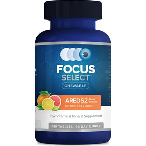 Focus Select AREDS2 Based Chewable Eye Vitamin-Mineral Supplement for Eyes (180 Ct. 90 Day Supply) Citrus Flavored Eye Chewable - Low Zinc Formula
