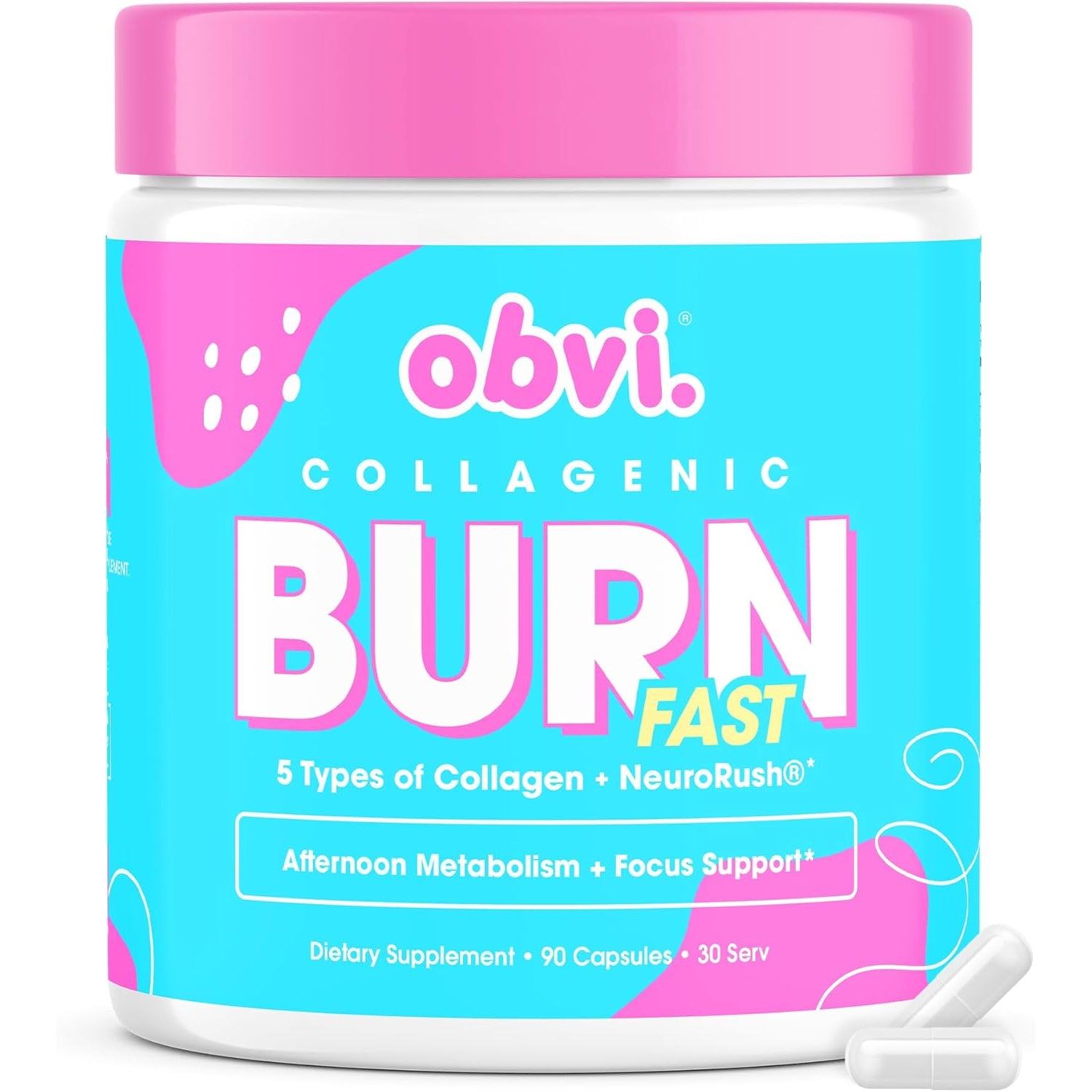Obvi Multi Collagen Burn Fast | Hydrolyzed Collagen Peptides Types I, II, III, V, X | Keto & Gluten Free | 30 Servings