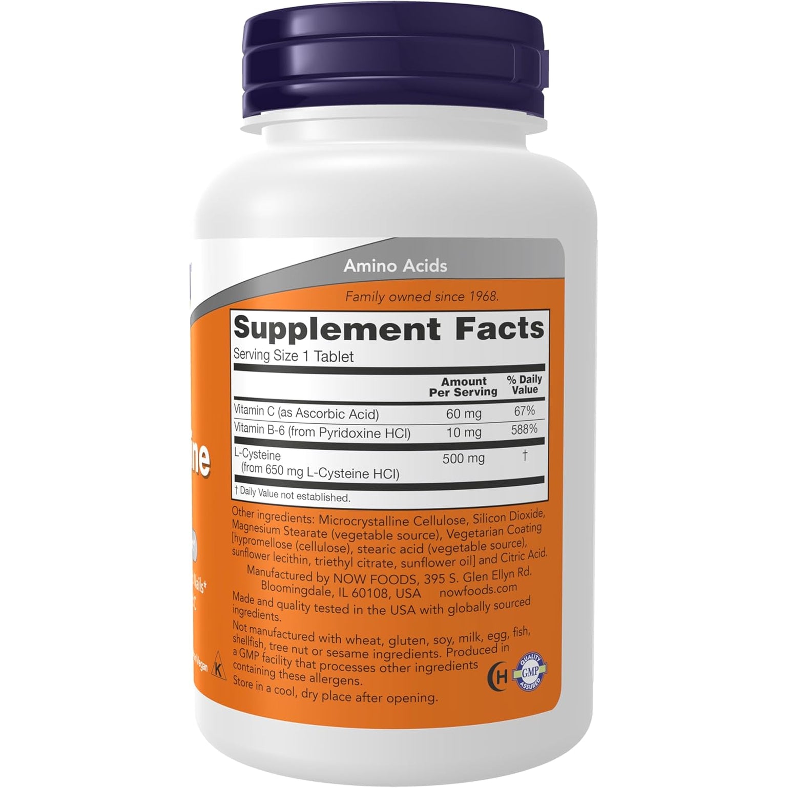 NOW Foods Supplements, L-Cysteine 500 Mg with Vitamins B-6 and C, Structural Support*, 100 Tablets