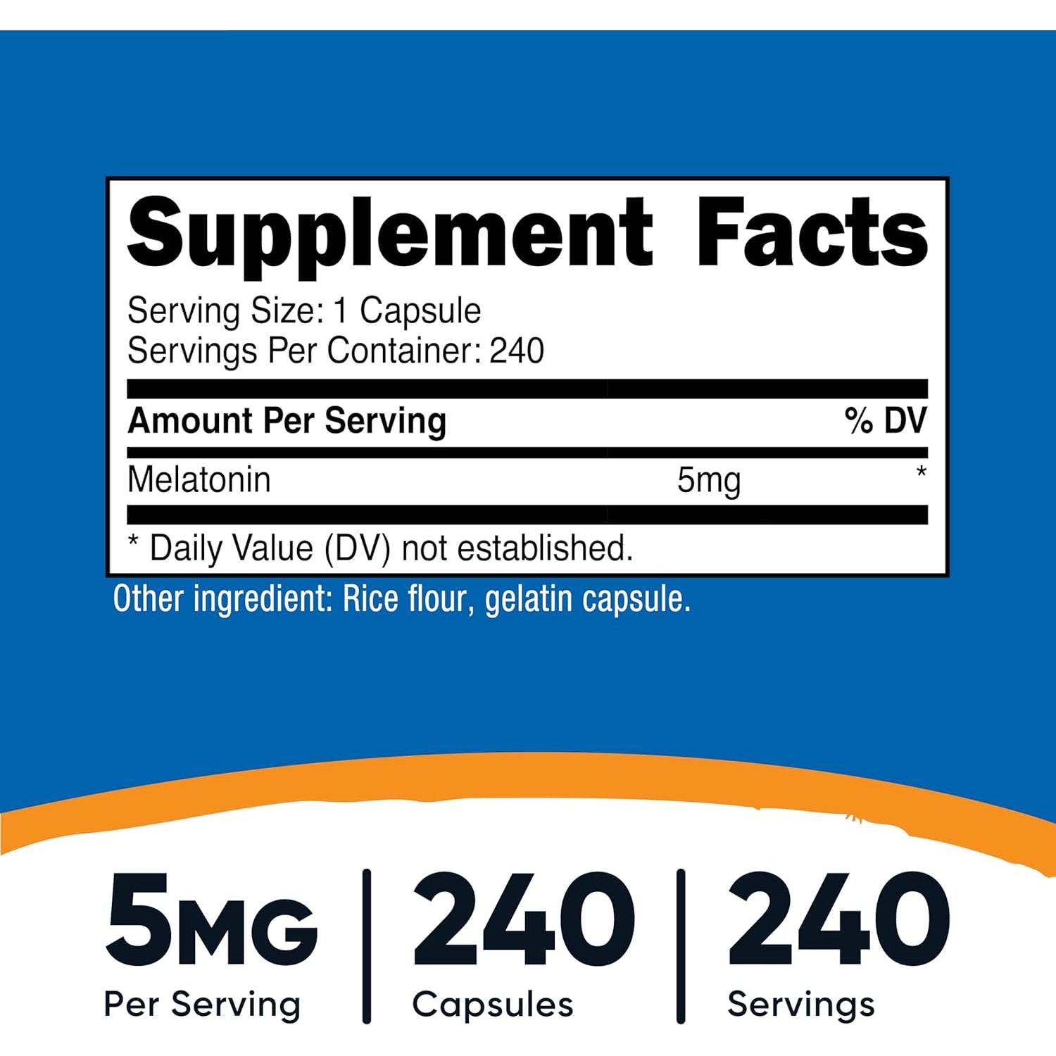 Nutricost Melatonin 5Mg, 240 Capsules - 5Mg per Serving, Non-Gmo, Gluten Free