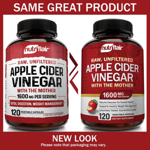 Apple Cider Vinegar Capsules with the Mother - 120 Vegan ACV Pills - Best Supplement for Healthy Weight Loss, Diet, Keto, Digestion, Detox, Immune - Powerful Cleanser & Appetite Suppressant Non-Gmo