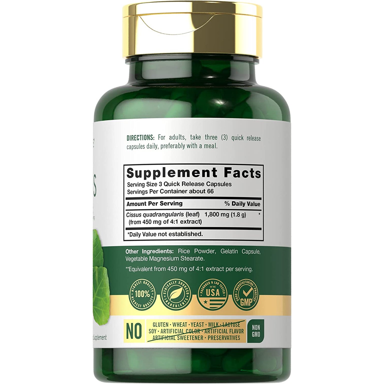 Carlyle Cissus Quadrangularis | 200 Capsules | Traditional Herb Extract Supplement | Non-Gmo and Gluten Free Formula