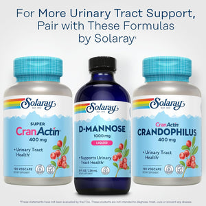 SOLARAY D-Mannose 1000 Mg Liquid Formula with Cranactin Cranberry Extract - D Mannose Cranberry Supplement for Women & Men, Urinary Tract & Bladder Health Support with Vitamin C - 8 Fl Oz