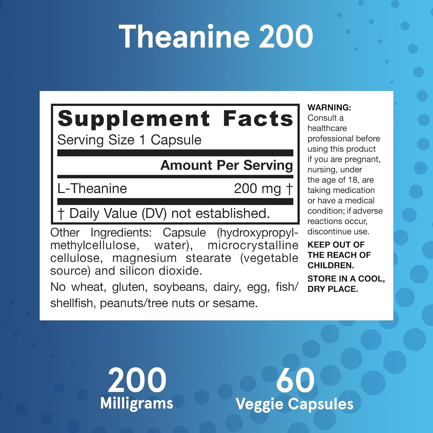 Jarrow Formulas Extra Strength L Theanine 200Mg Dietary Supplement That Promotes Relaxation, Supplement for Relaxation Support, 60 Veggie Capsules, 60 Day Supply