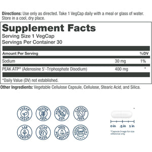 SOLARAY Peak ATP®, 400 Mg, 30 Vegcaps