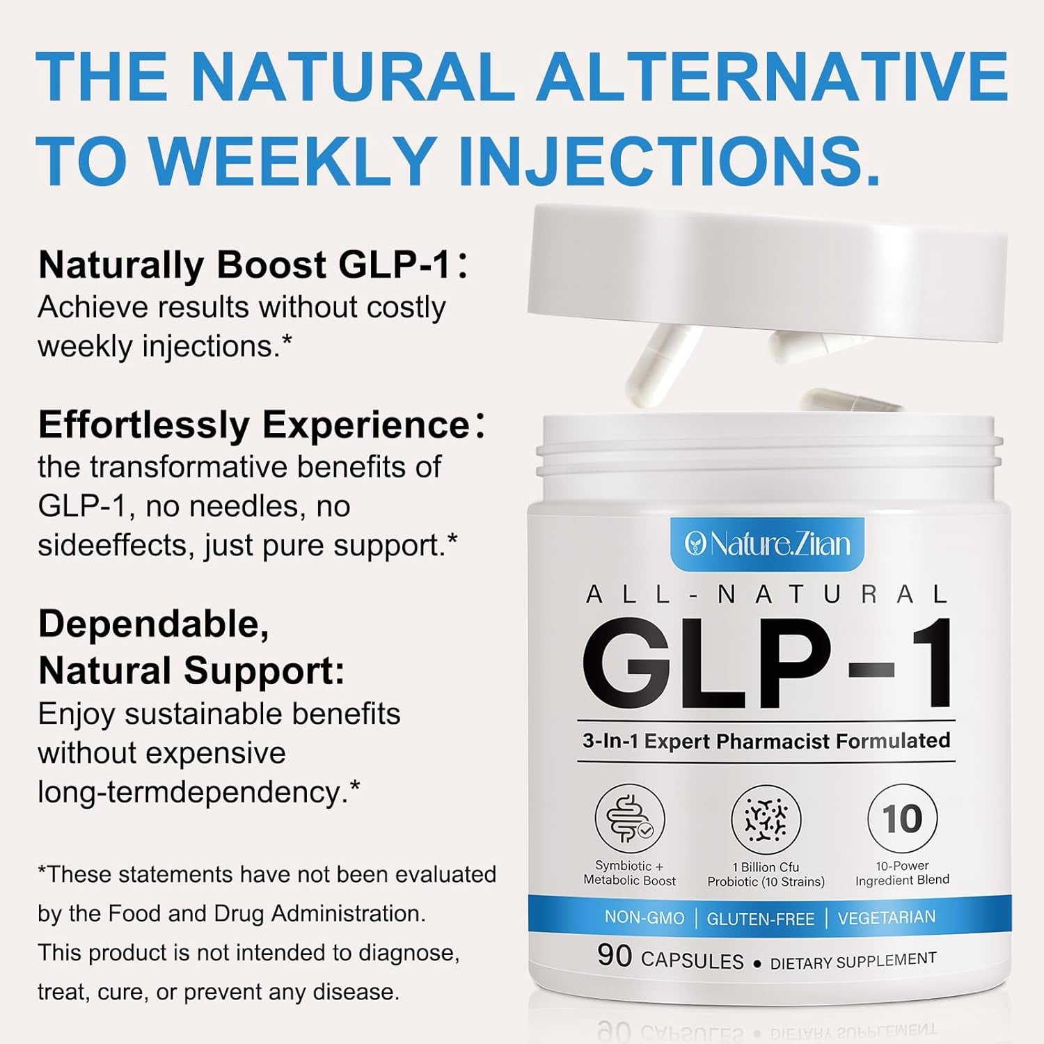 GLP-1 Supplement - Multiple Prebiotic & Probiotic for Appetite & Metabolic Support, GLP1 Activate Natural Formula - 90 Capsules