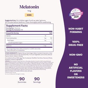 Natrol Kids Melatonin 1Mg, for Restful Sleep, 90 Raspberry-Flavored Gummies