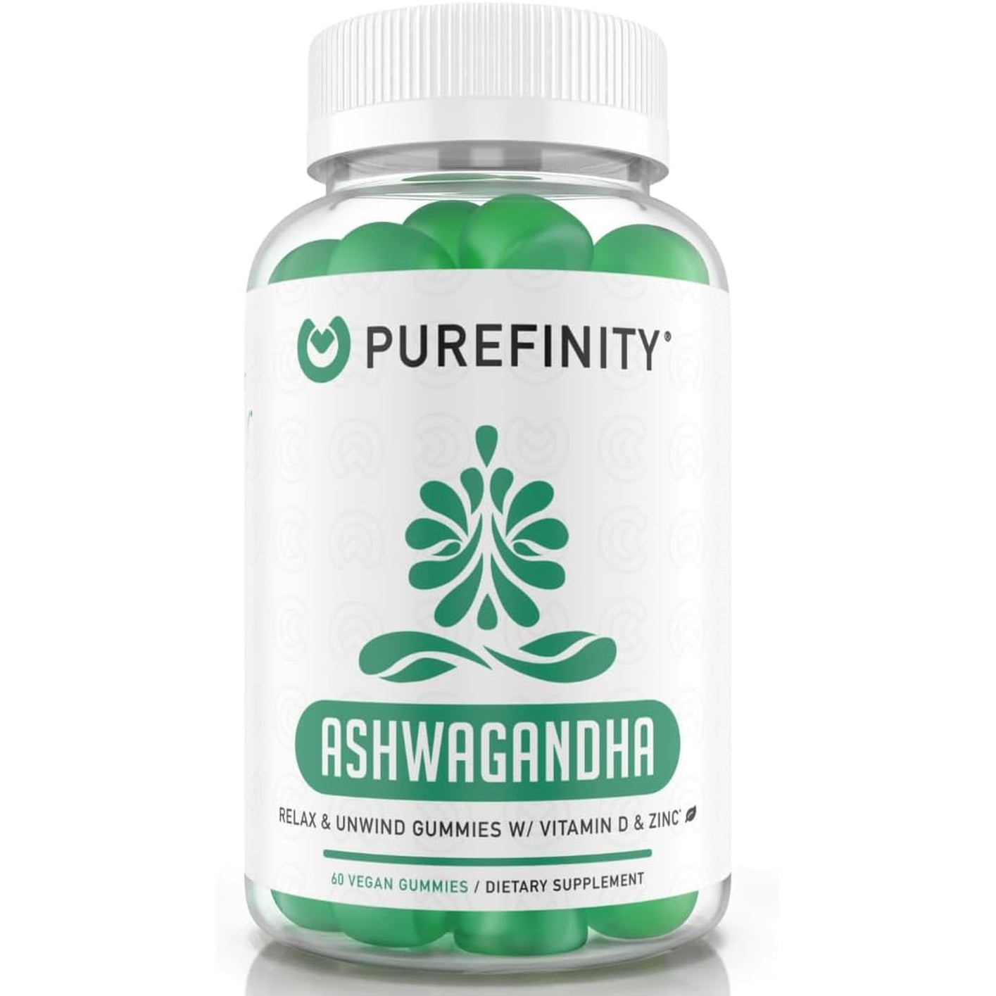 PUREFINITY Ashwagandha Gummies with Vitamin D & Zinc – Supplement for Relaxation, Calming, and Mood Support – Gluten Free, Non-Gmo, Vegan, 60 Count