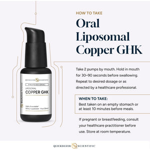 Quicksilver Scientific Oral Liposomal Copper GHK - Oral Liposomal Supplement for Collagen Support - Vegan, Gluten-Free, Sugar-Free & Non-Gmo - 1 Fl Oz (30 Servings)