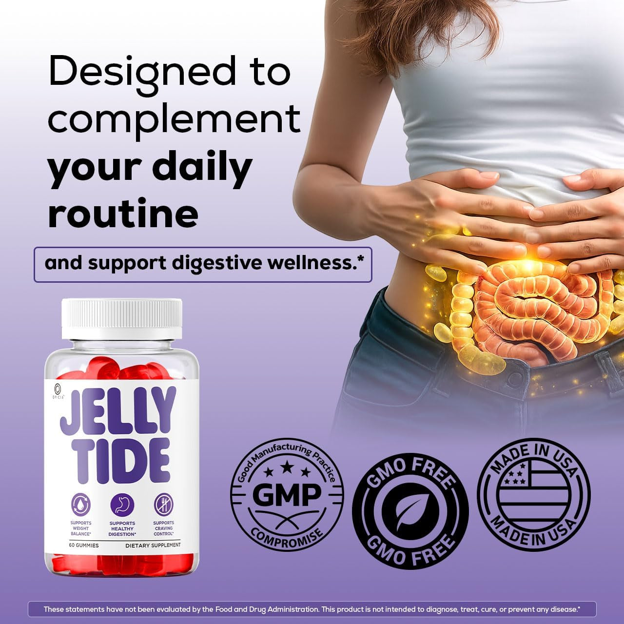 Jelly Tide Gummies - Official Jellytide Advanced Formula Premium plus Gummys All Natural Maximum Strength Jellytidegummies Support Vitamins Overall Health & Wellness, 60 Gummies for 1 Month