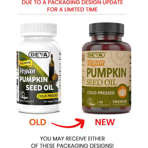 DEVA Nutrition Vegan Pumpkin Seed Oil 500 Mg, Cold-Pressed & Unrefined - 90 Capsules, 1-Pack