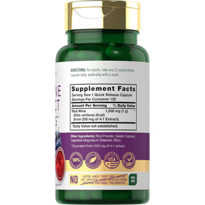 Carlyle Red Wine Extract Capsules | 120 Count | Non-Gmo and Gluten Free Supplement
