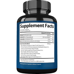 Strongvit Immune Support Supplement 12 in 1 Complex with Vitamin C, D3, Zinc, Echinacea, Elderberry, Ginger, Turmeric. Immune Defend for Men & Women, Non-Gmo, Gluten-Free, Vegan, USA