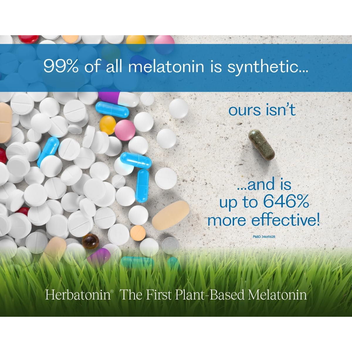 Herbatonin® 0.3 Mg – the First Plant-Based, Natural Vegan Melatonin Supplement (Phyto-Melatonin) - Low Dose Sleep Aid, Supports Circadian Rhythm & Cellular Health – 90 Capsules (90 Day Supply)
