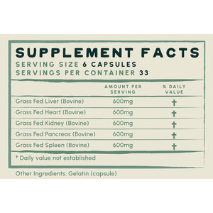 One Earth Health New Zealand 100% Grass Fed Beef Organs – (200 Count, 3,000Mg Serving) Liver, Heart, Kidney, Pancreas, Spleen Supplement. Organ Meat Complex Sourced from New Zealand