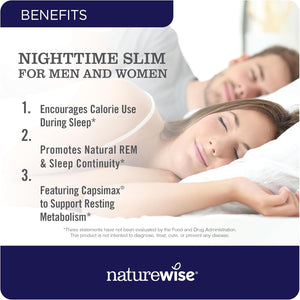 Naturewise Nighttime Fitness Support Supplement & Natural Sleep Aid with Cayenne Extract, Green Coffee Bean, GABA, L-Theanine - Vegetarian, Non-Gmo - 60 Capsules[1-Month Supply]