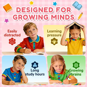 Focus Gummies for Kids, Brain Supplements with Phosphatidylserine, Omega-3 & Saffron, for Kids Memory, Focus & Attention Support, Sugar Free, Vegan, Strawberry Flavor, 60 Chewable