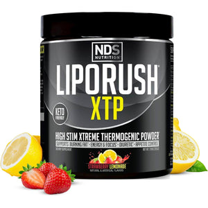 LIPORUSH NDS Nutrition XTP Thermogenic Fat Burner with L-Carnitine - Energy, Focus, and Appetite Control - Extreme Thermogenic Fat Burning Powder Weight Loss - Strawberry Lemonade (45 Servings)