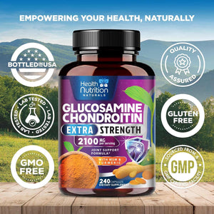 Glucosamine Chondroitin MSM Complex - 3X Strength Joint Support Supplement with Glucosamine Sulfate, Turmeric, Boswellia - for Cartilage, Mobility & Flexibility - Bottled in USA - 240 Capsules
