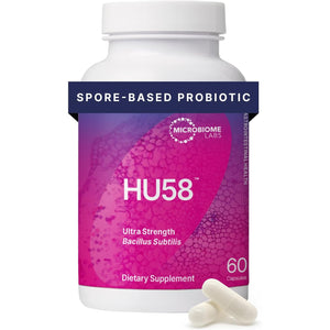Microbiome Labs HU58 Bacillus Subtilis Probiotics for Women and Men - High Potency Spore Probiotic for Digestive Health & Immune Support - Daily Capsules with 10 Billion CFU (60 Capsules)