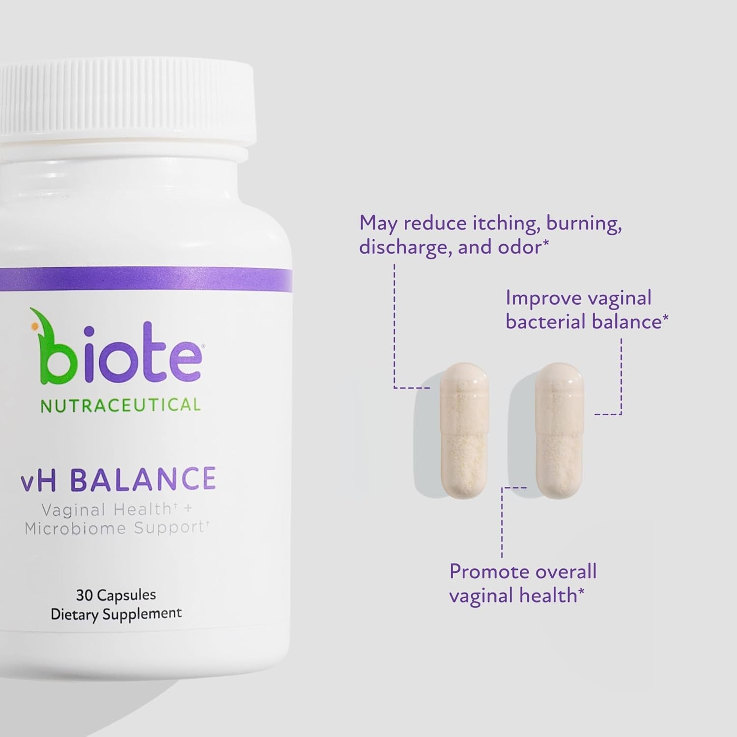 Biote Nutraceuticals - Vh Balance - Vaginal Health + Microbiome Support (30 Capsules)