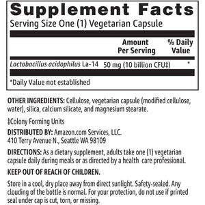 Amazon Basics Daily Probiotic, 10 Billion Active Cultures, Supporting Digestive and Intestinal Health, Capsule, 60 Count, Two Month Supply