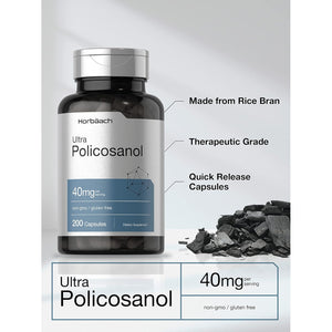Horbäach Policosanol 40Mg | 200 Capsules | Non-Gmo and Gluten Free Supplement