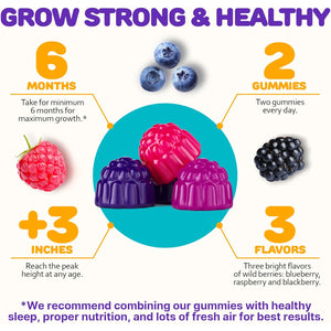 Height Growth Gummies for Kids - Growth Vitamins for Teens, Height Increase Multivitamin for Boys & Girls with Calcium Vitamin D C K2 Magnesium Zinc, Natural Height Growth Maximizer Supplement, 60 PCS