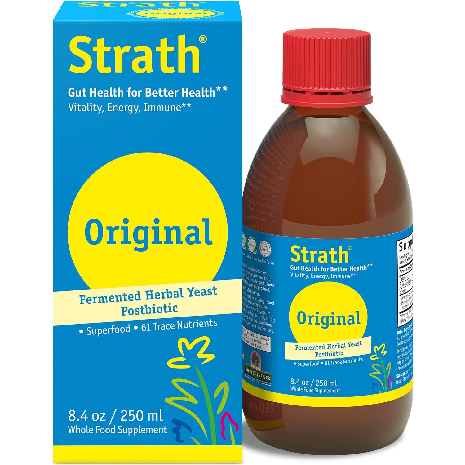 Strath Fermented Herbal Yeast Postbiotic - (8.4 Fl Oz) Daily Nutritional Food Supplement Liquid | Supports Metabolism | Vegetarian | Lactose-Free | No Artificial Additives