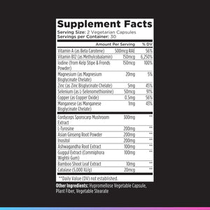 Livingood Daily Thyroid Support Supplement, 16-In-1 Wellness Blend with Adaptogenic Herbs, Iodine, Magnesium and Selenium, Thyroid Support for Women & Men, Vegetarian Capsules, Gluten Free, 60 Count