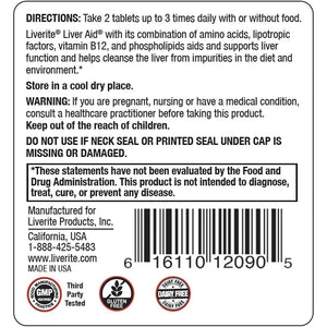 Liverite Liver Aid 60 Tablets, Supports Healthy Liver Function, Cleansing, Energy & Daily Wellness