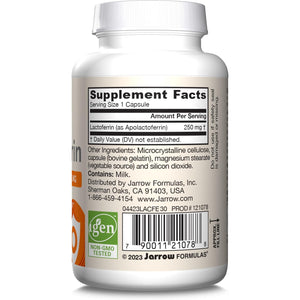 Jarrow Formulas Lactoferrin Supplements 250 Mg - Immune-Supporting Glycoprotein for Healthy Immune System Support & Iron Absorption - Freeze Dried, Gluten Free, Non-Gmo - 30 Capsules (Servings)