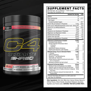 Cellucor C4 Ultimate Shred Pre Workout Powder, Fat Burner for Men & Women, Weight Loss Supplement with Ginger Root Extract, Strawberry Watermelon, 20 Servings, 12.3 Ounce (Pack of 1)