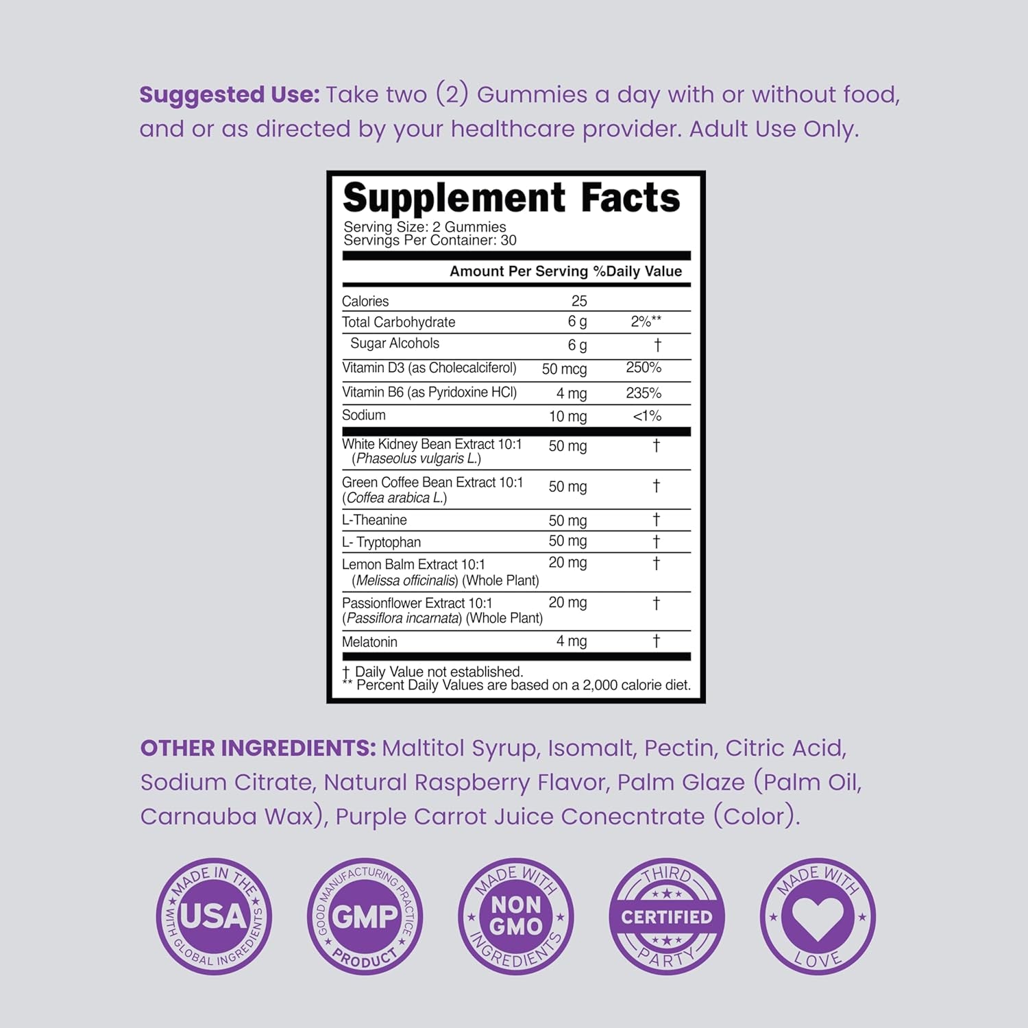 Night Time Fat Burner Gummies (60 Count) Weight Loss & Metabolism - Sugar-Free - Delicious Raspberry Flavored Melatonin Supplement Gummies - Vegan Safe - Third Party Tested - Made in USA
