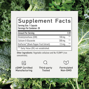 Calcium D-Glucarate with DIM Supplement for Estrogen Detox & Hormone Balance for Women & Men | Detox & Cleanse, Hormonal Acne, Menopause & CDG for Liver Support | Non-Gmo, Third-Party Tested | 30Ct