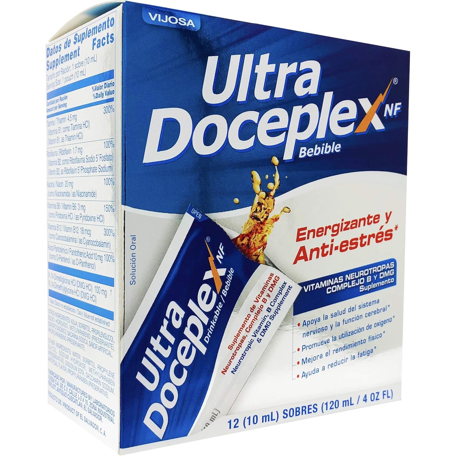 Ultra Doceplex Energy Pouches - Powerful B Complex in a Pouch -Liquid, 12 Pouches